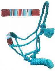 Mule Tape Halter - Showman Woven Blue Nylon with Southwest print noseband