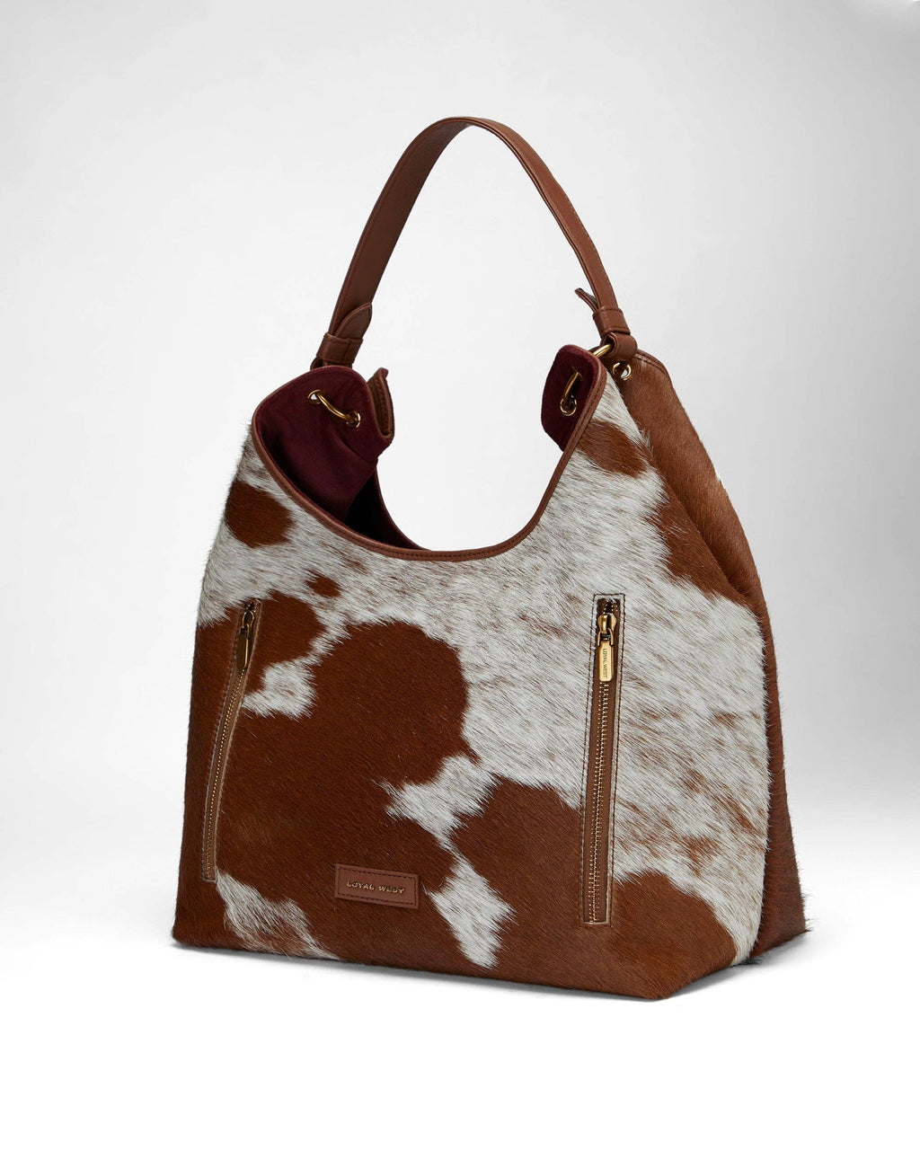 LW Large Purse - In Brown & White Cowhide & Calfskin