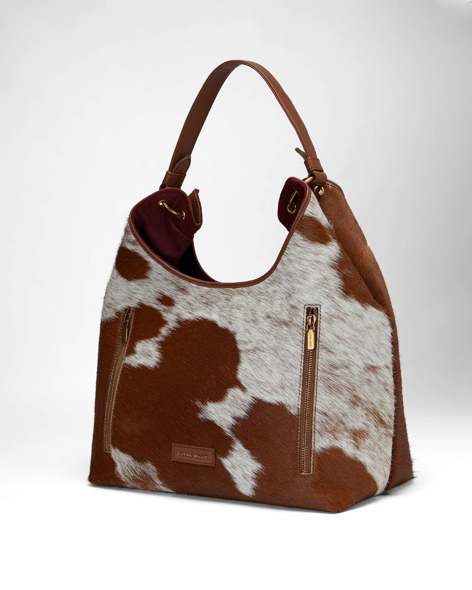 LW Large Purse - In Brown & White Cowhide & Calfskin