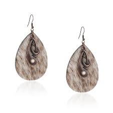 Earrings - Rustic Couture's Cowhide Tear Drop Dangling