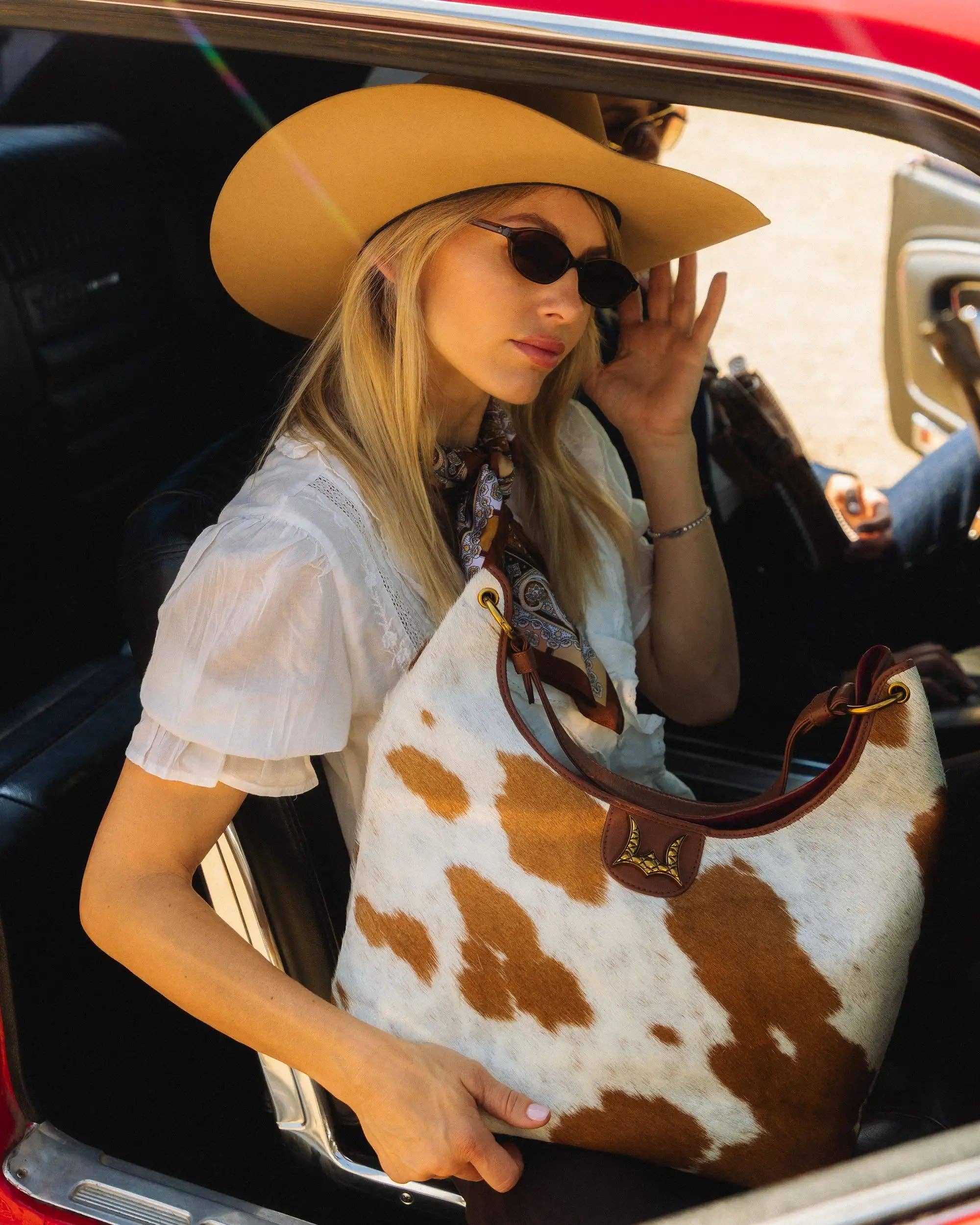 LW Large Purse - In Brown & White Cowhide & Calfskin
