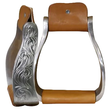 Stirrups - Showman Aluminum engraved off set. 3" neck, 5" wide and 2.25" tread