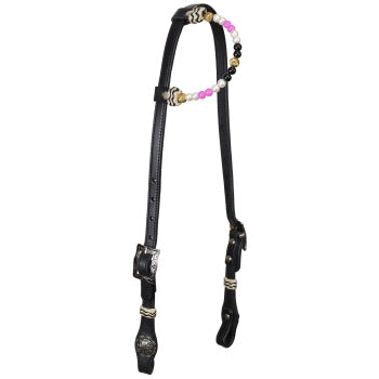Headstall - Showman Pink Pearl Argentina Cow Leather One Ear