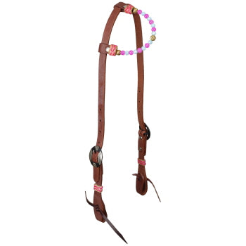 Headstall - Showman Seaside Pearl Argentina Cow Leather one ear