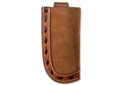 Knife Sheath - 3D Vertical roughout Buck lace Brown