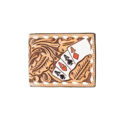 Bifold Wallet - 3D Mens Hand Painted Ace Cards Natural