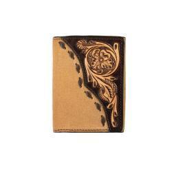 Wallet - 3D Mens Trifold Style Roughout Overlay Tan