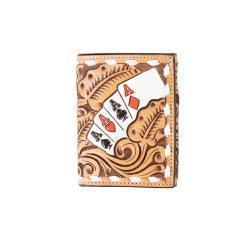 Trifold Wallet - 3D Mens Hand Painted Ace Cards Natural
