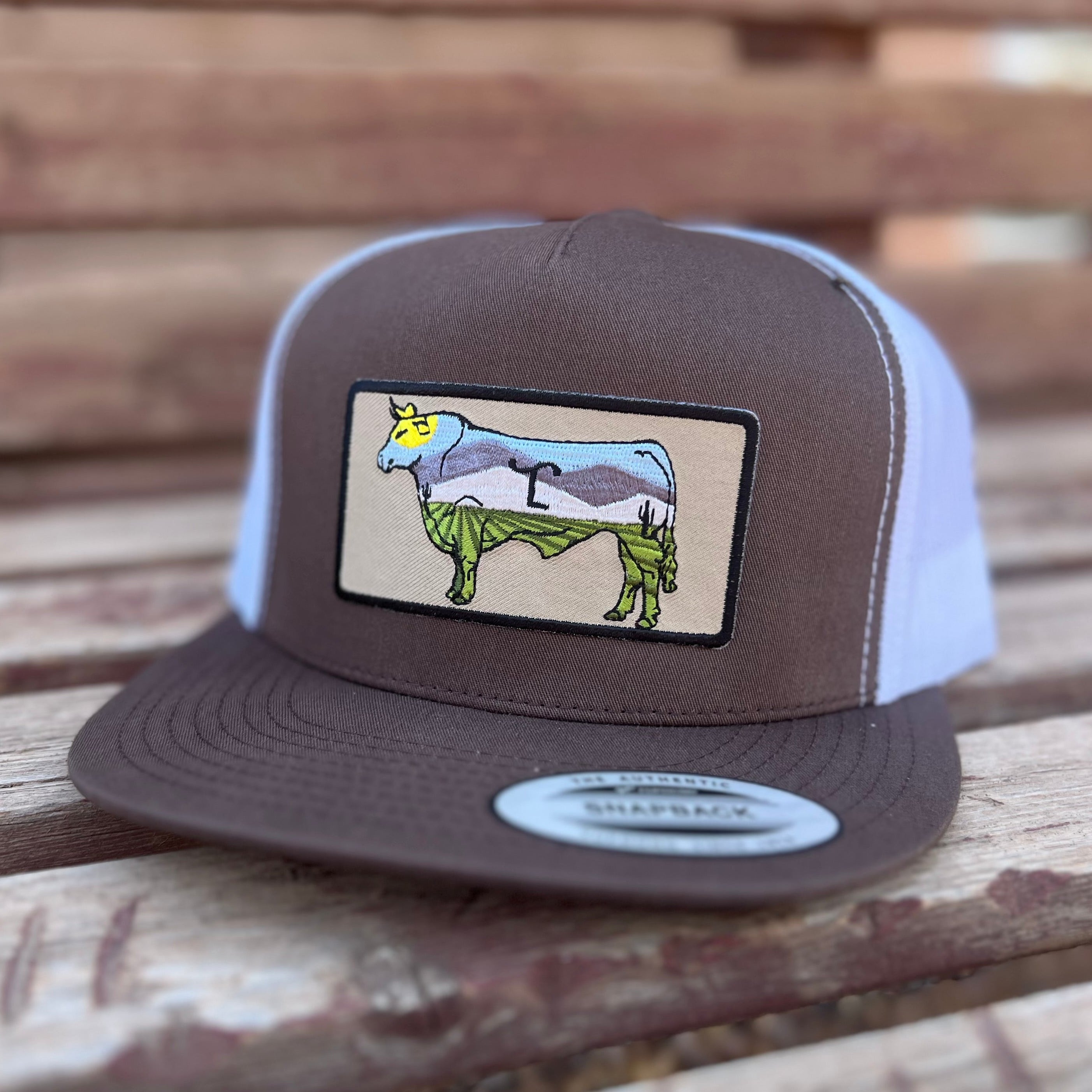 Lazy SL Branded Scenic Bull Patch Flat Bill Hat