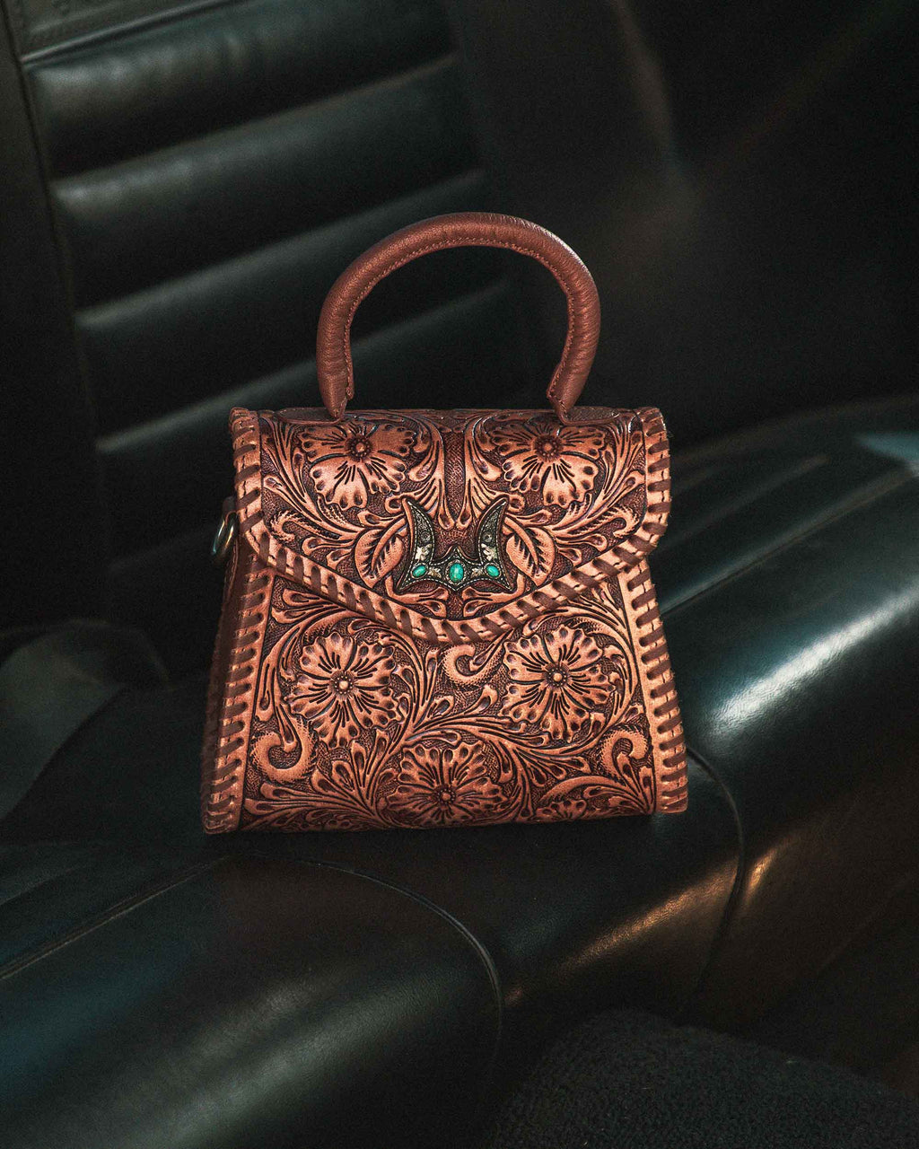 Leon Mini Handle Purse - Brown