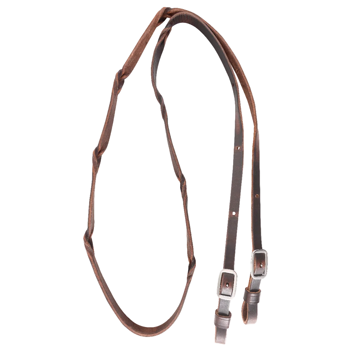 Barrel Reins - 5/8" 2 Plat Braid Chocolate Harness