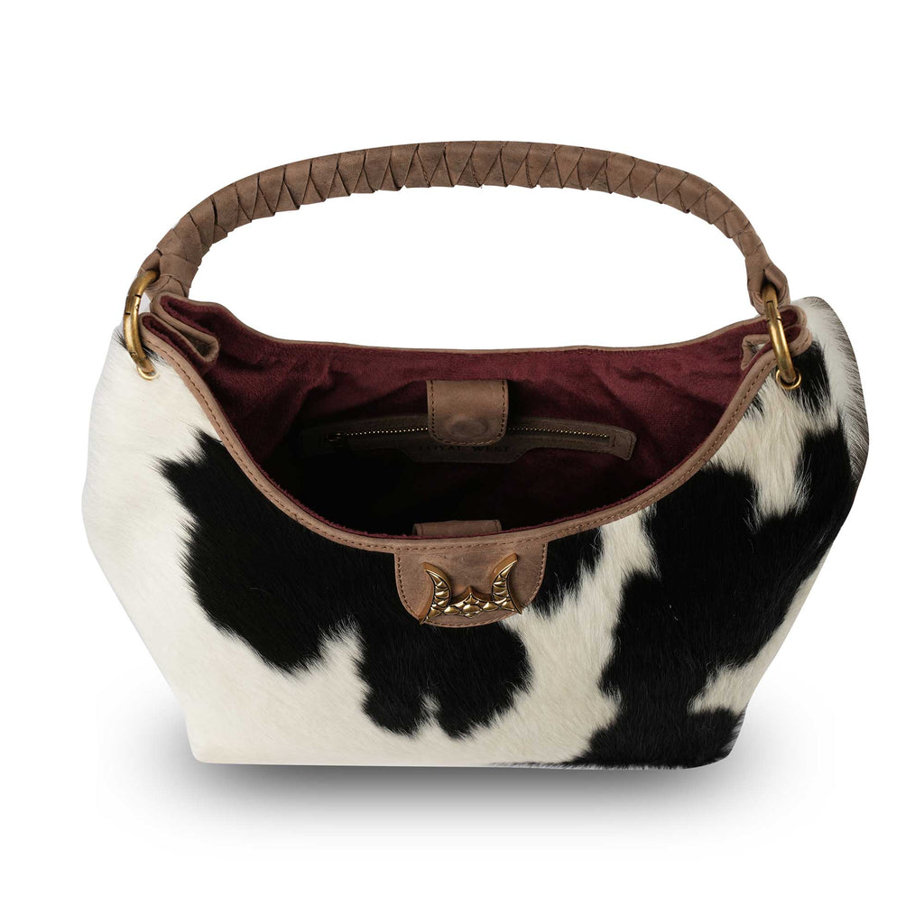 LW Medium Purse - Black & White Cowhide