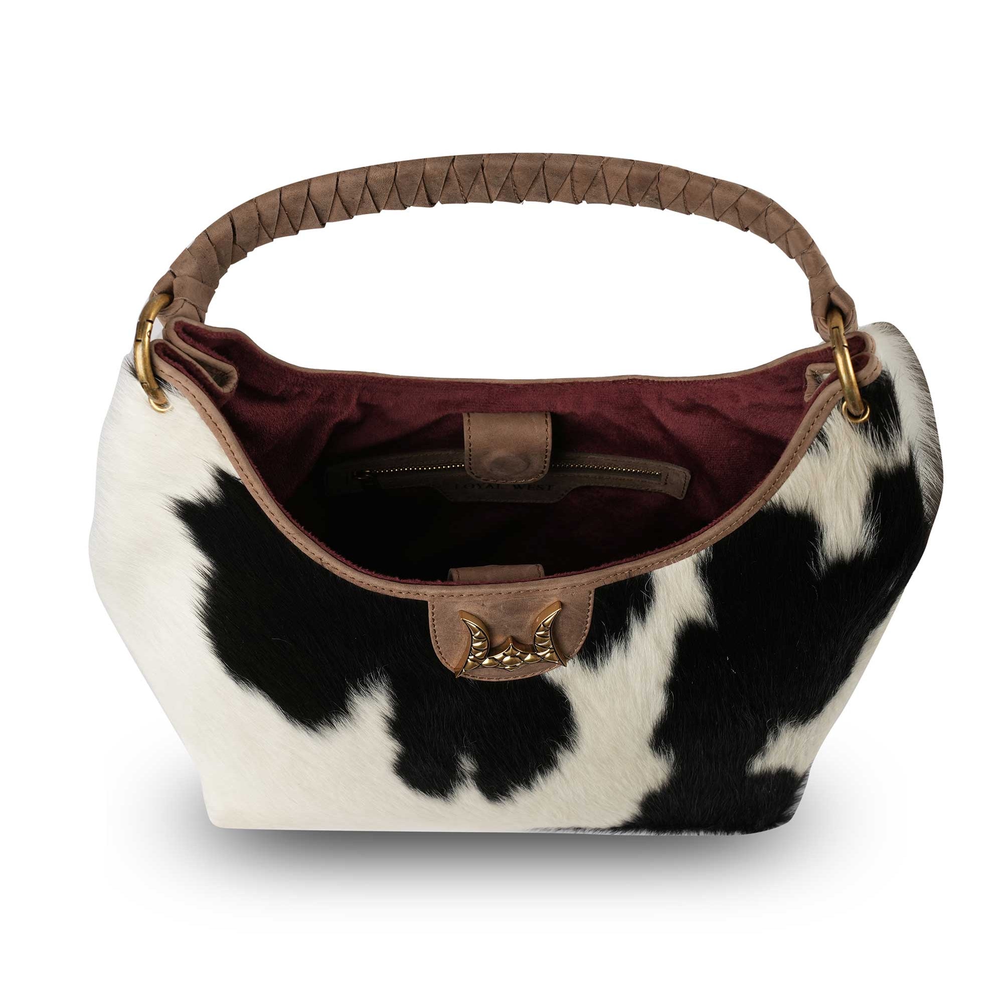 LW Medium Purse - Black & White Cowhide