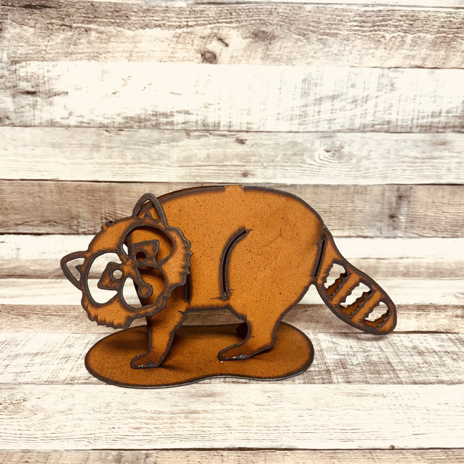 Raccoon Medium Rustic Metal Yard Art Lodge Gift outdoor