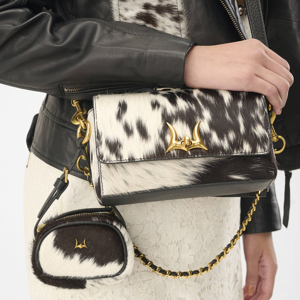 Savi Mini Bag In Black & White Cowhide