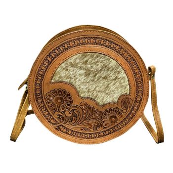 Cross Body Bag - Klassy Cowgirl Round with Cowhide Inlay