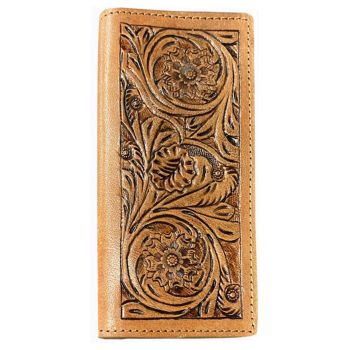 Light Brown Men's Wallet With Floral tooling