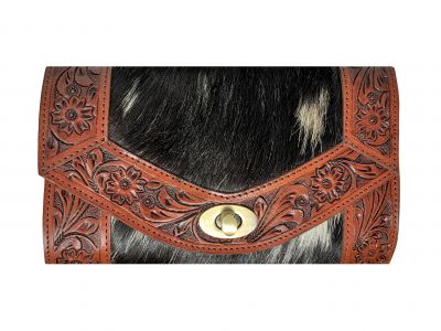 Crossbody Bag - Kalssy Cowgirl Leather with black and white hair on Cowhide