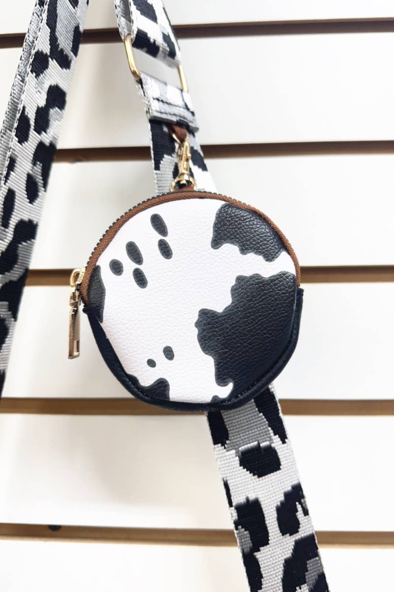 Cow Print Handbag With Coin Purse