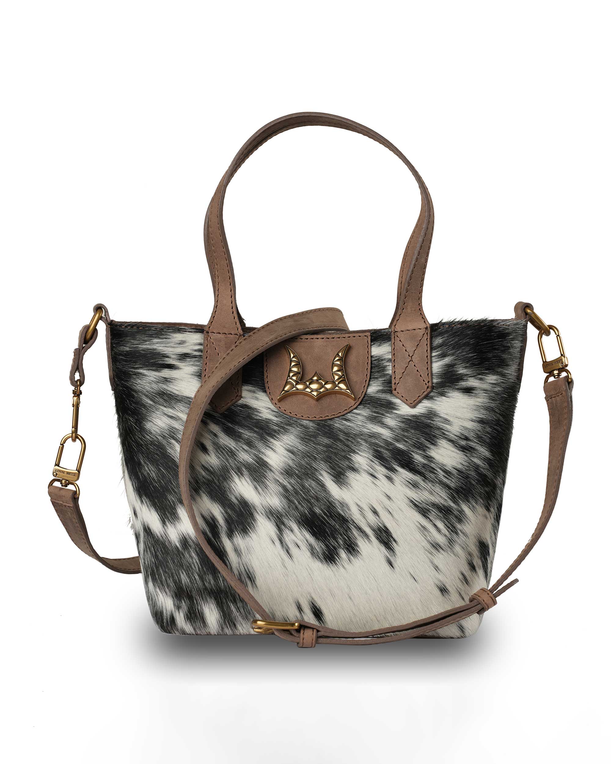 Dakota Medium CrossBody - Black & White Cowhide