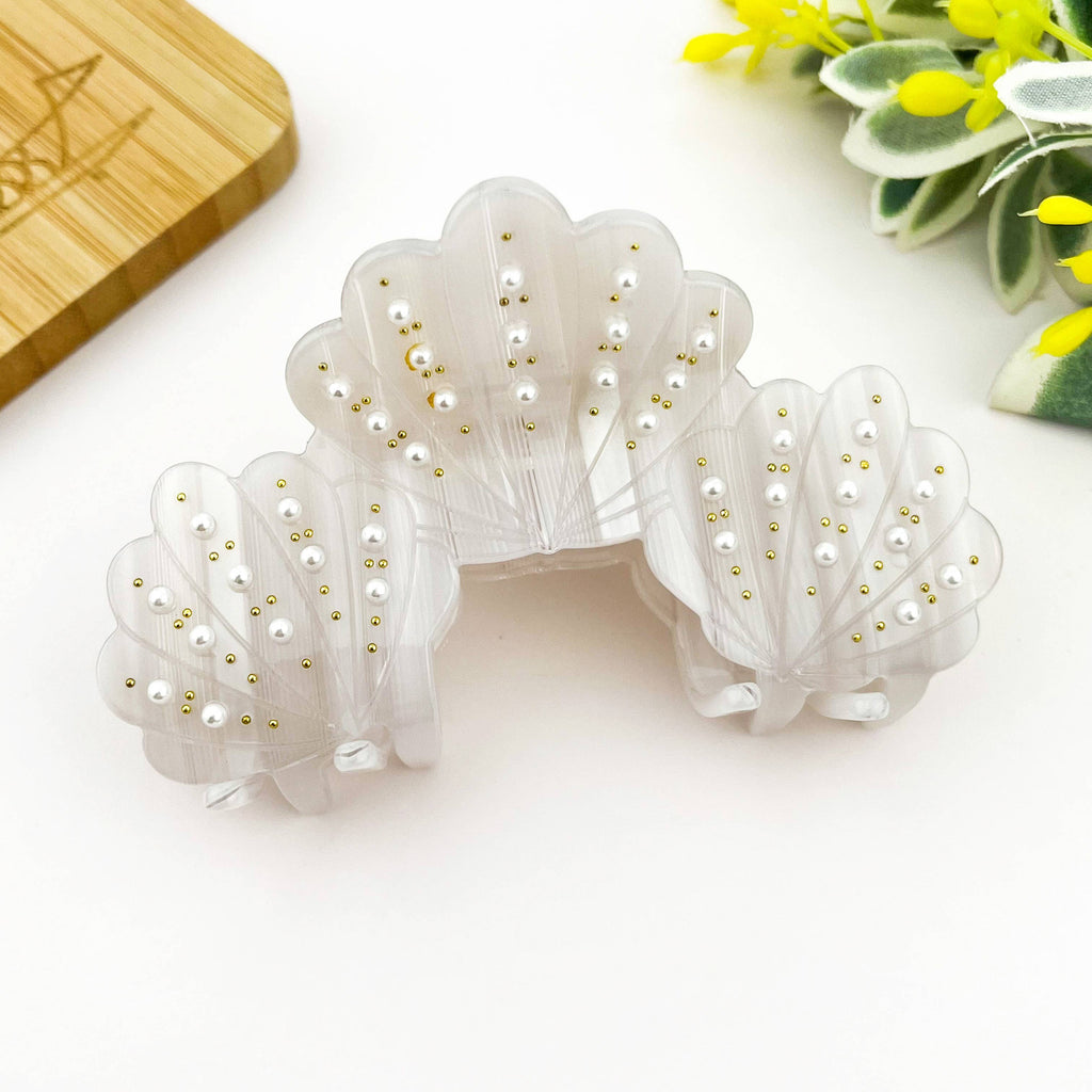 Shell With Pearls Claw Clip