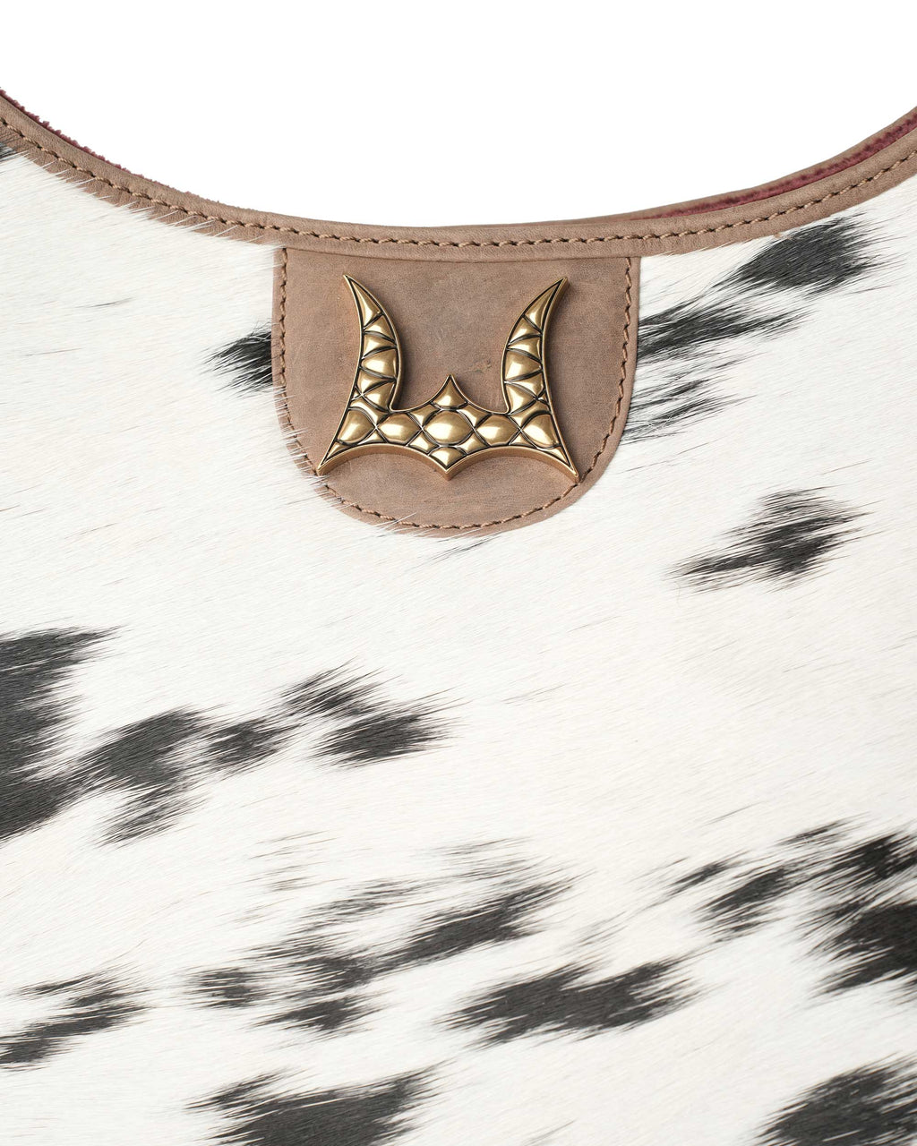 LW Large Purse - Black & White Cowhide with Oiled Brown Leather