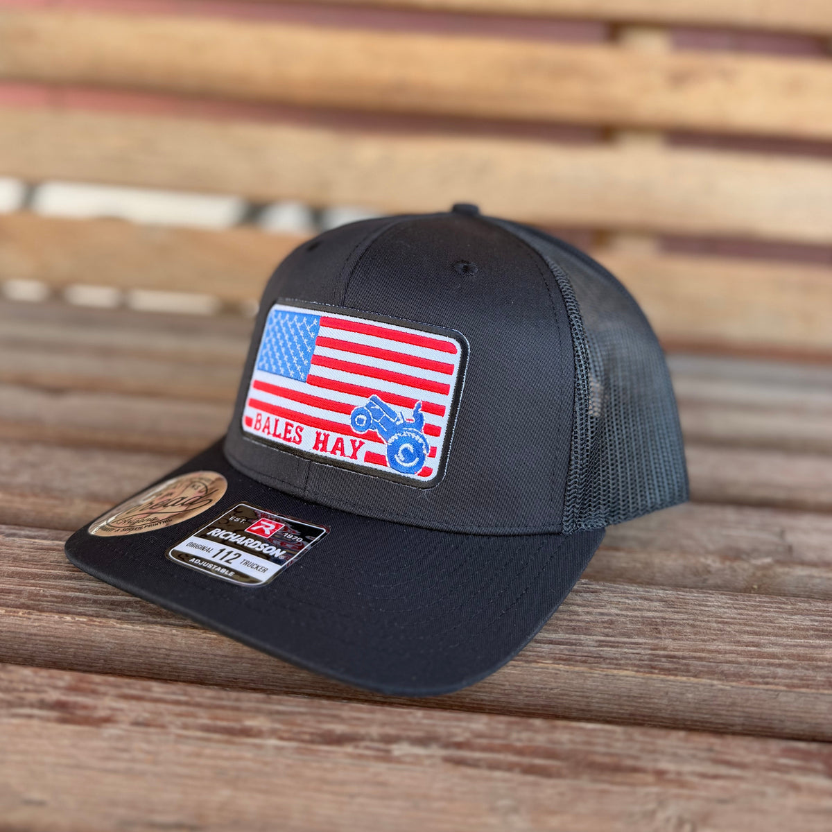 USA Flag Buckin' Tractor Curve Bill Hat