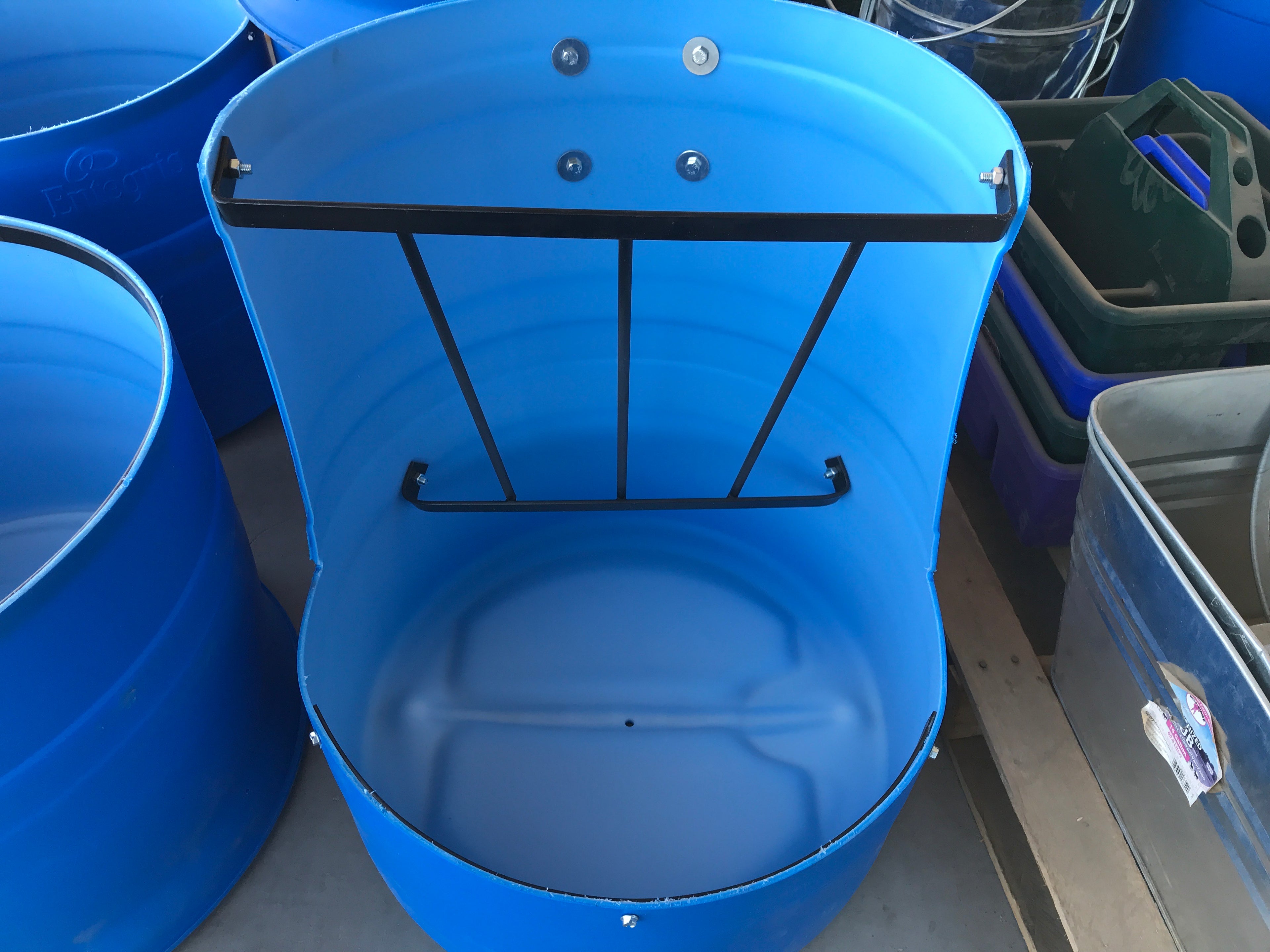 Blue Barrel - Clamp Feeder W/Hay Rack and Support