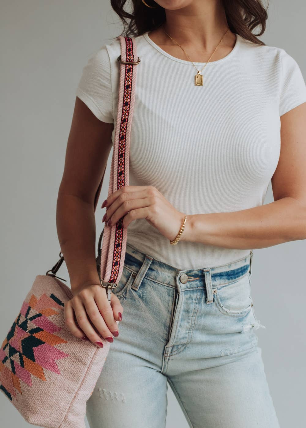 Pink, Teal & Orange Aztec Crossbody