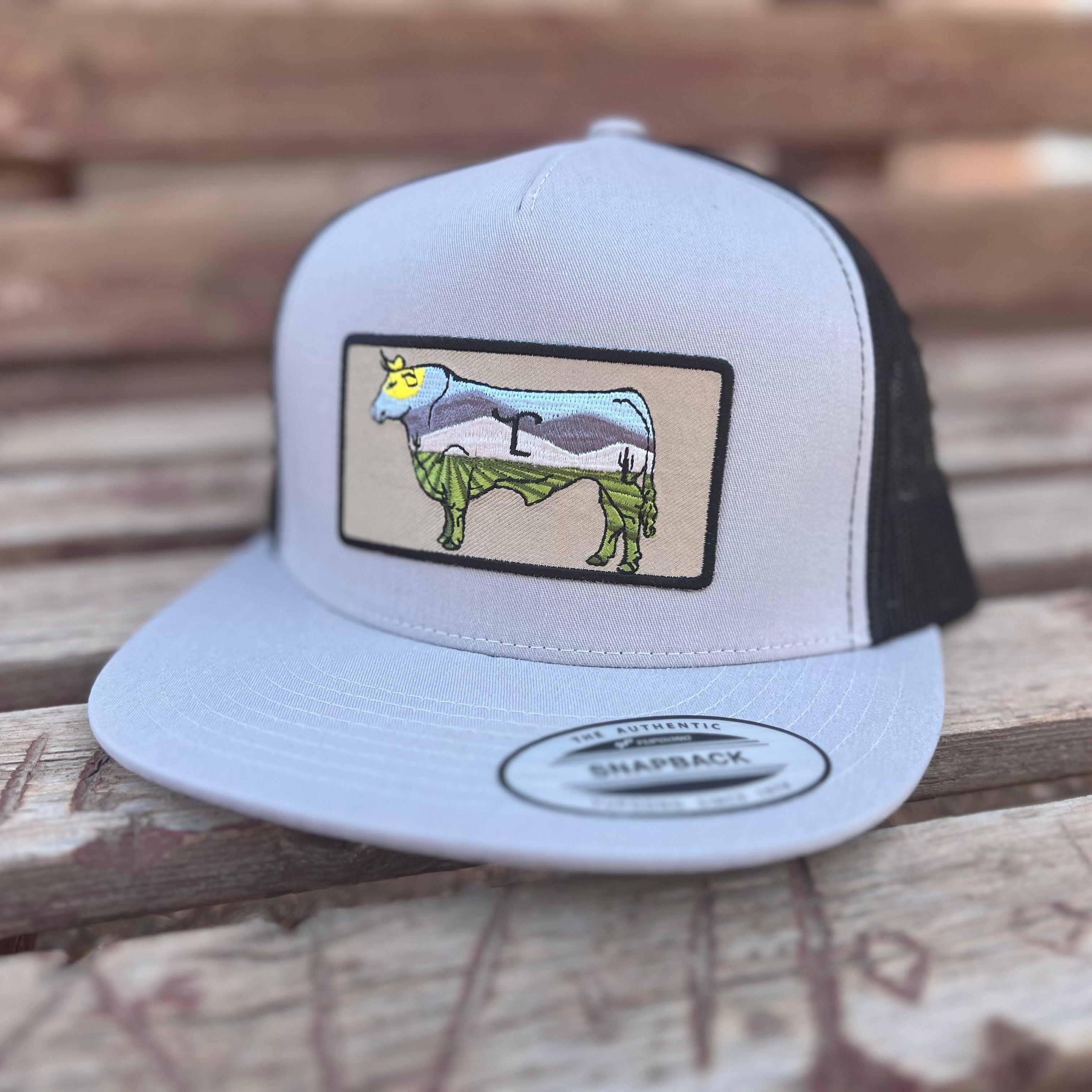 Lazy SL Branded Scenic Bull Patch Flat Bill Hat