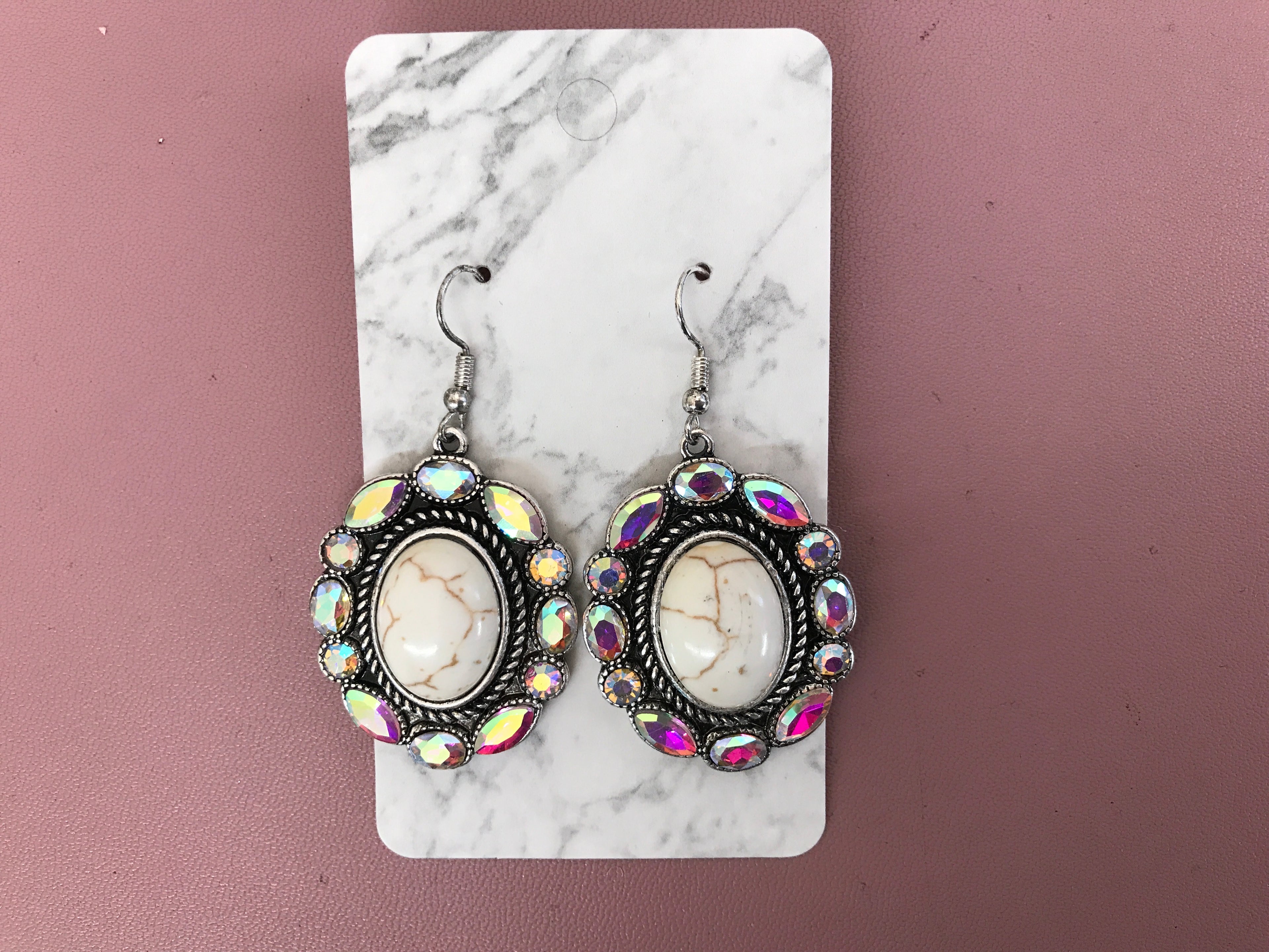 Earrings- White Dangle