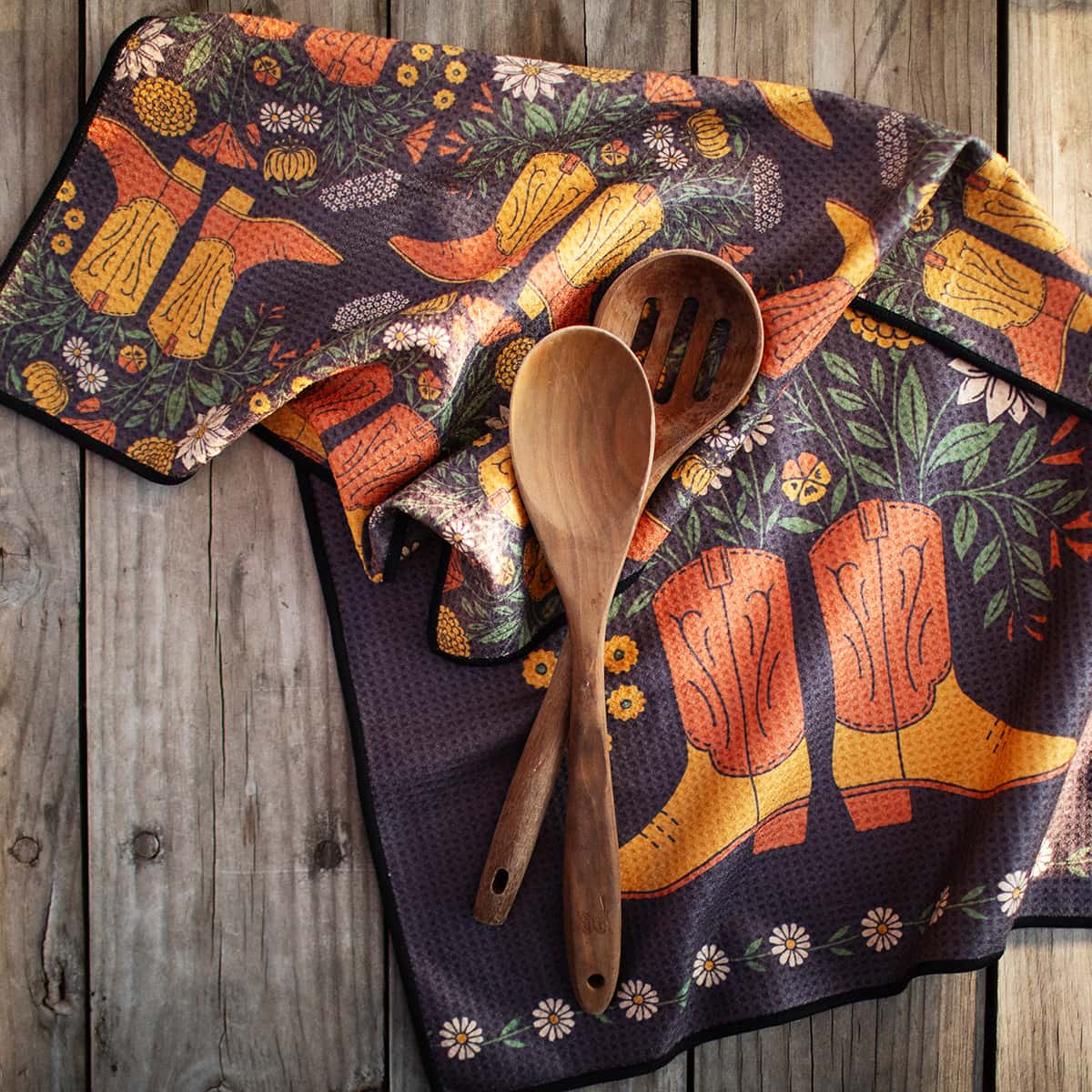 Western Bloom Boots Tea Towel