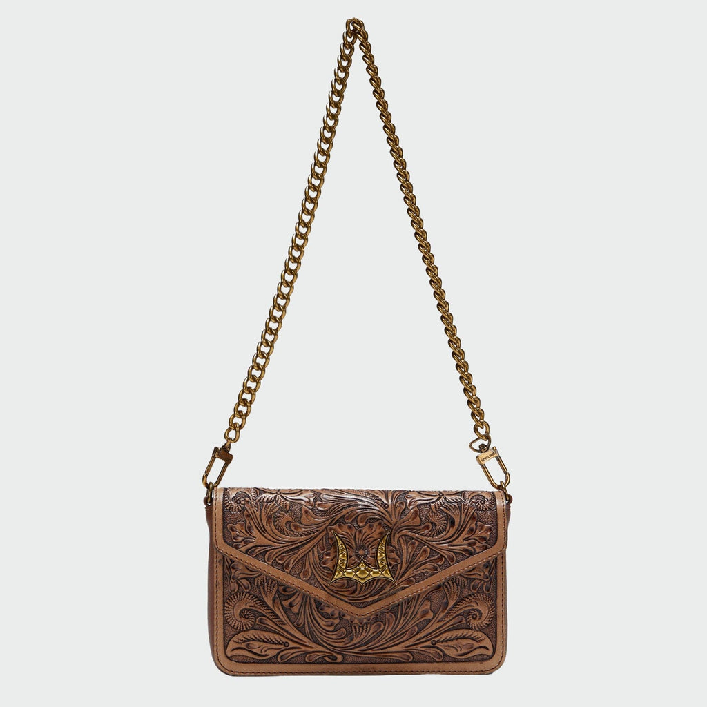 The LW On The Go Mini Chain Bag- In Handtooled Leather