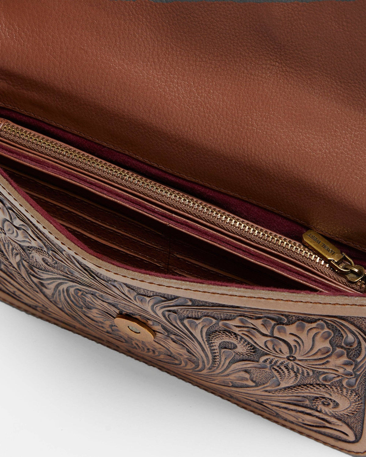 The LW On The Go Mini Chain Bag- In Handtooled Leather