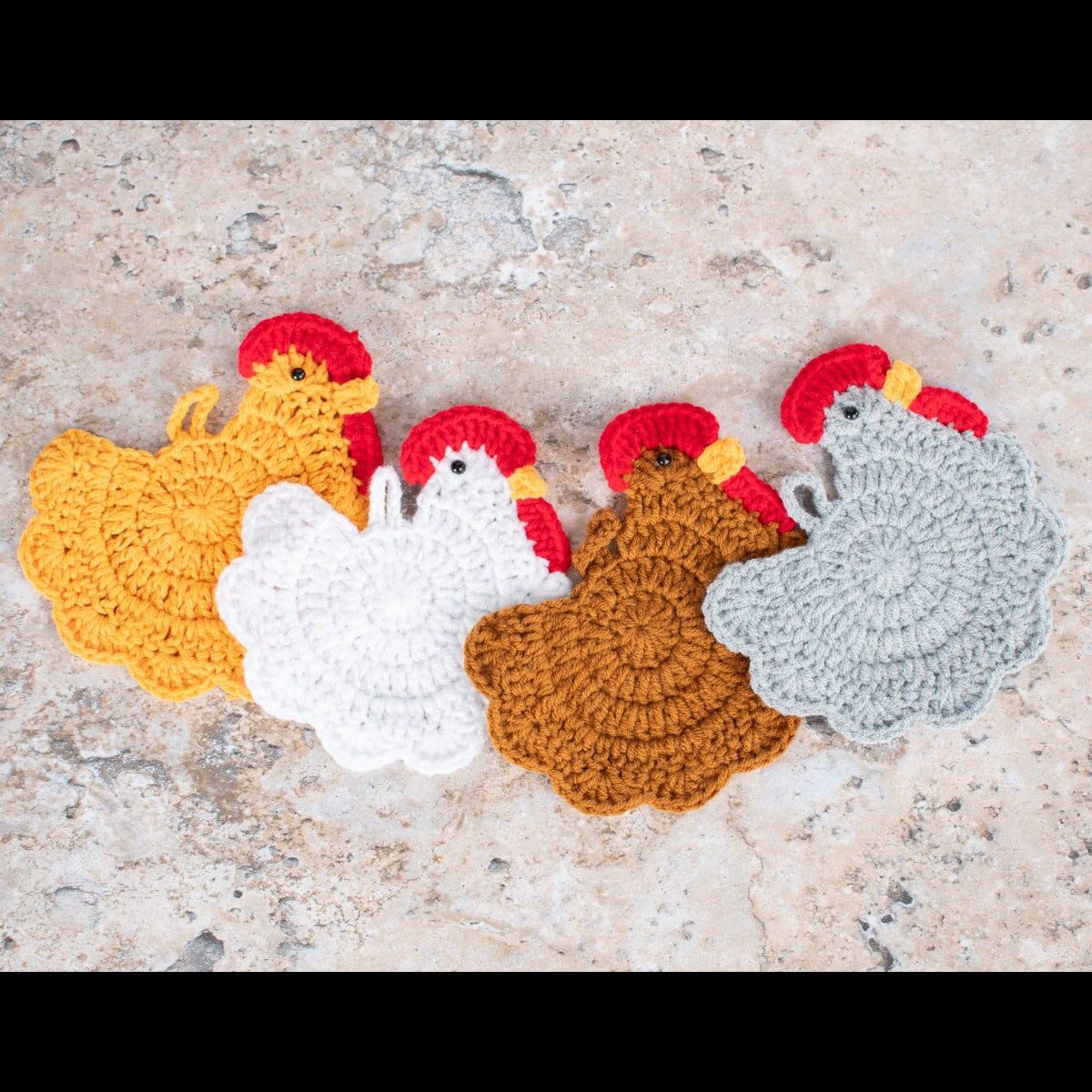 Crochet Chicken Coasters - Set of 4