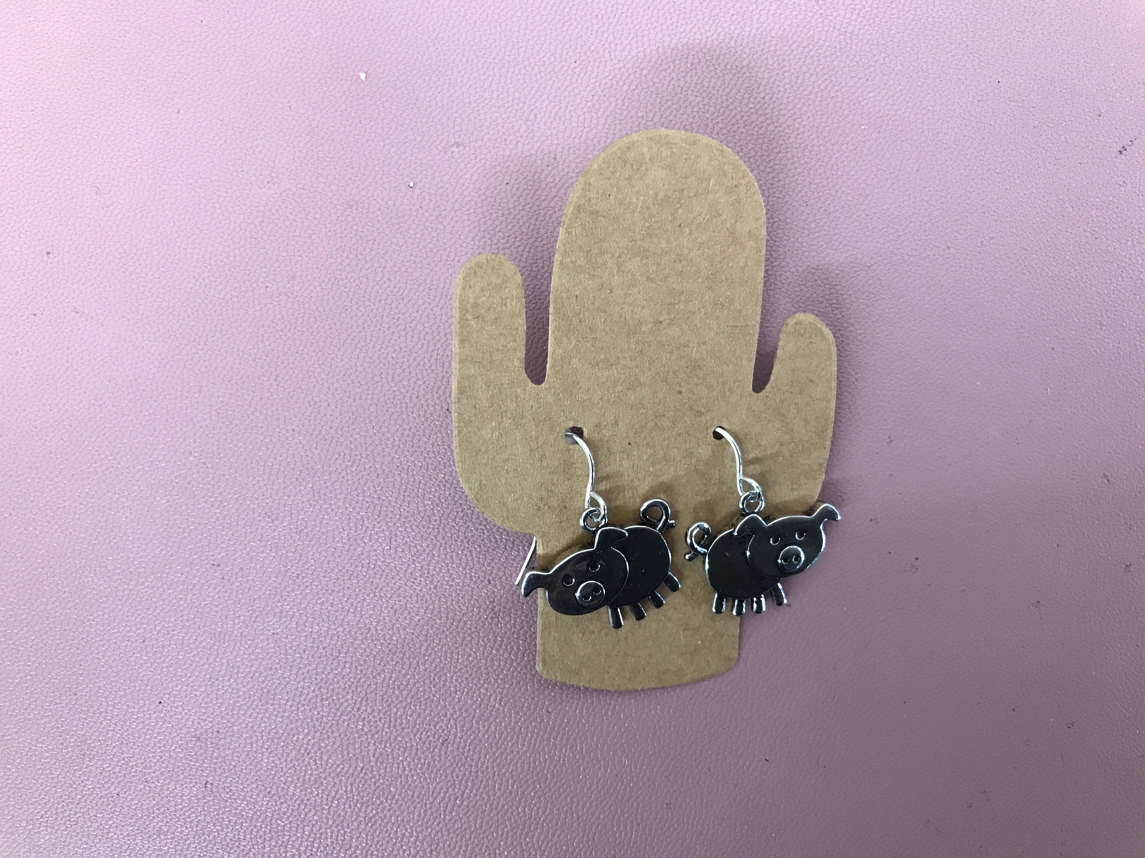 Earrings- Silver Pig