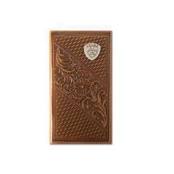 Ariat Wallet - Mens Rodeo Style Basket Weave Floral Shield