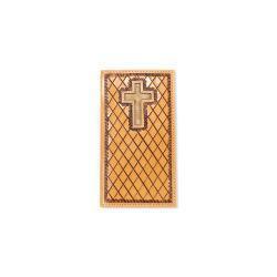 Ariat Wallet - Mens rodeo Style Filigree Cross Tan