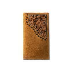 Ariat Wallet - Mens Rodeo Style Rough Floral Overlay Tan
