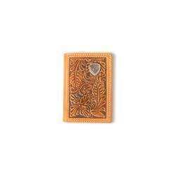Wallet - Ariat Mens Trifold Style Floral Embossing Logo Natural