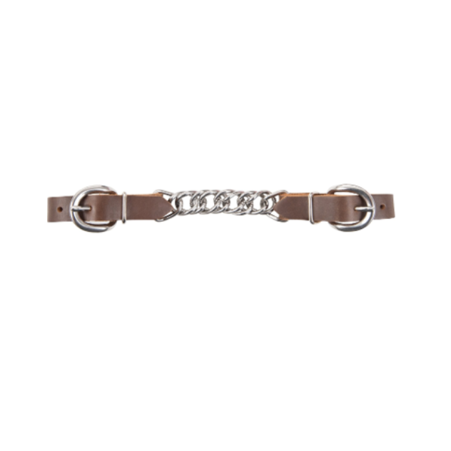 Curb Chain- Retain Leather Straps