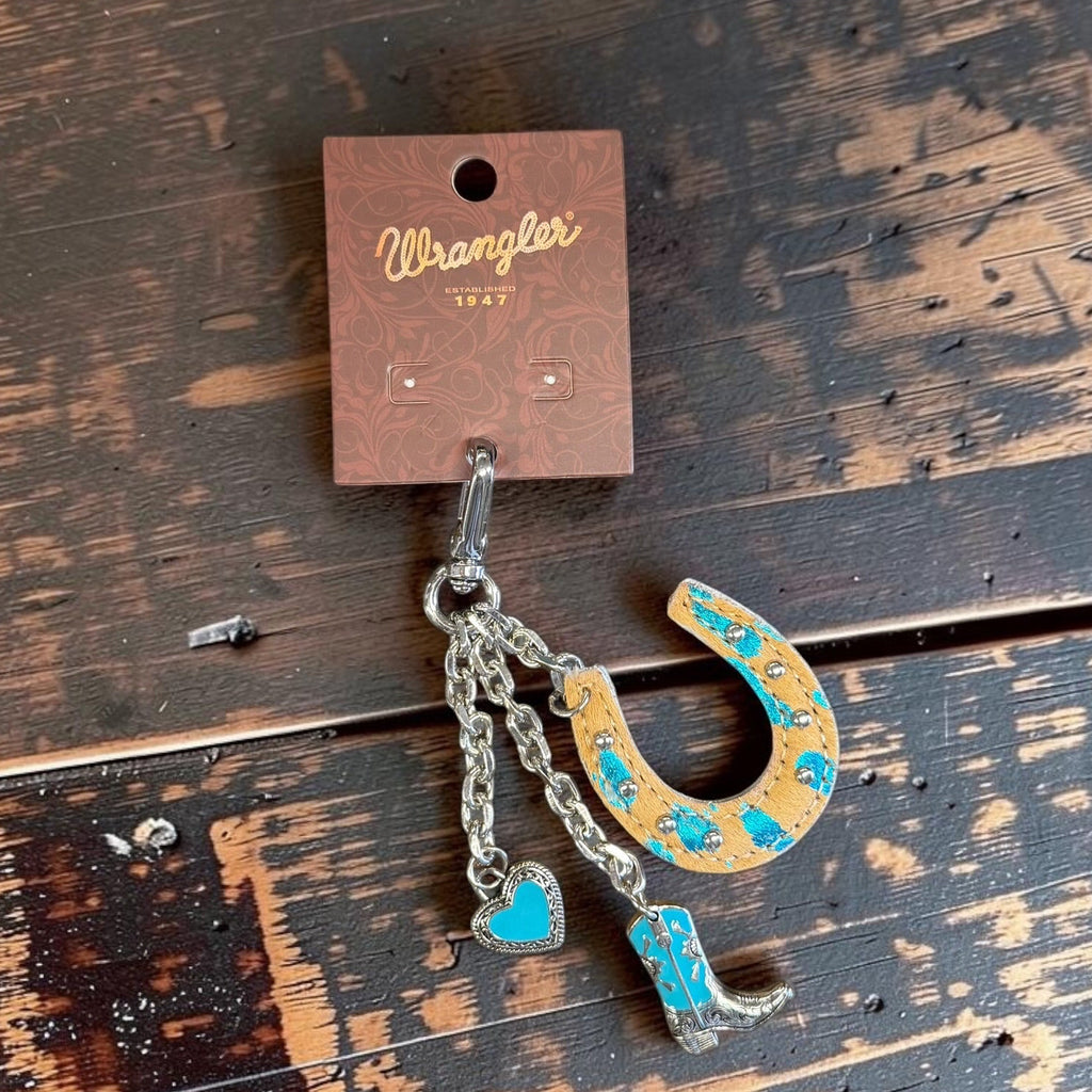 Bag Charm -  Wrangler Western Cowhide Horseshoe Bag Charm - Horse Shoe