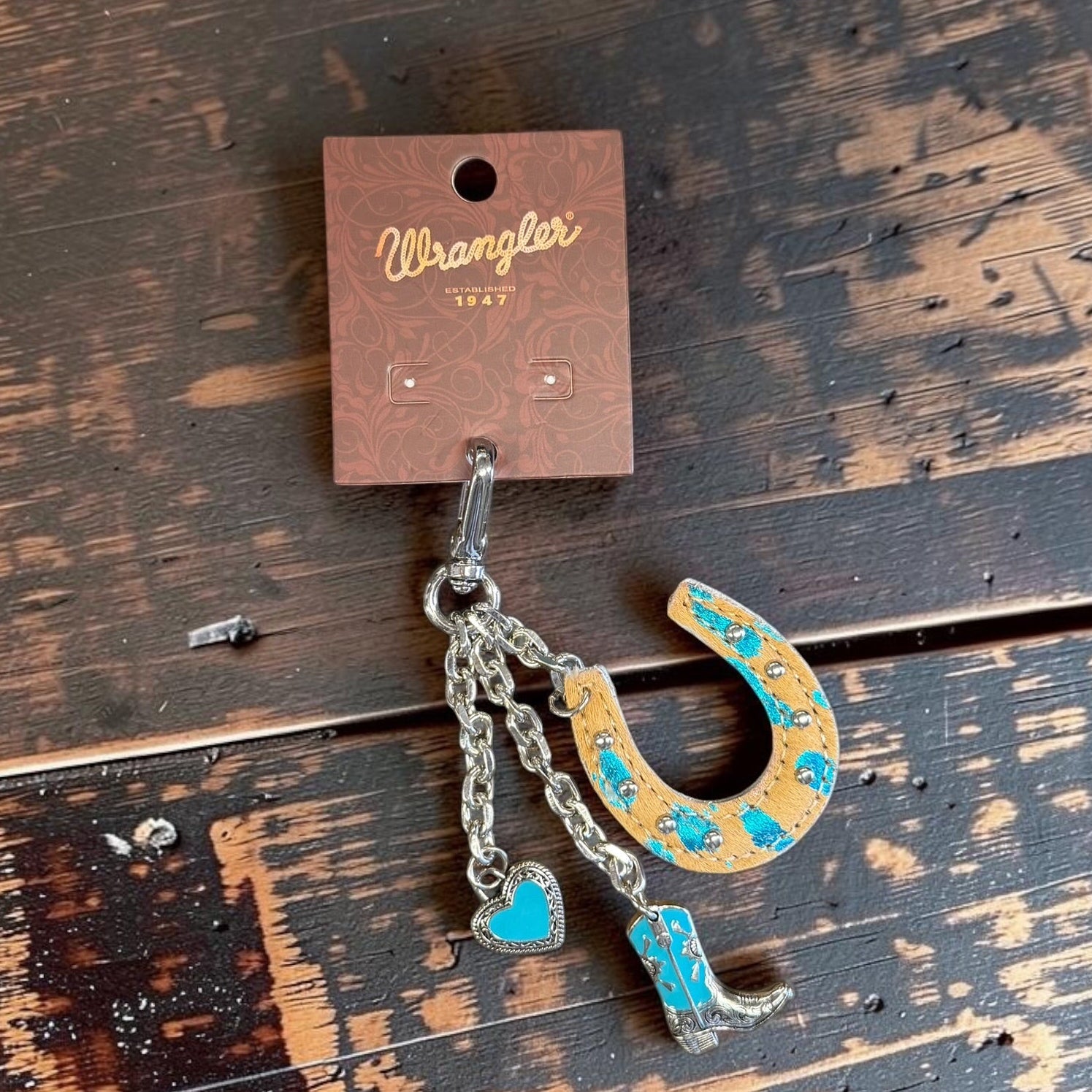Bag Charm -  Wrangler Western Cowhide Horseshoe Bag Charm - Horse Shoe