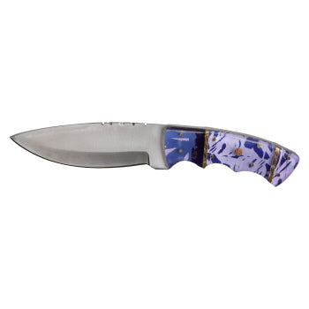 Knife - Deer Creek 10" Blue Acrylic Handle Hunting with Leather Sheath