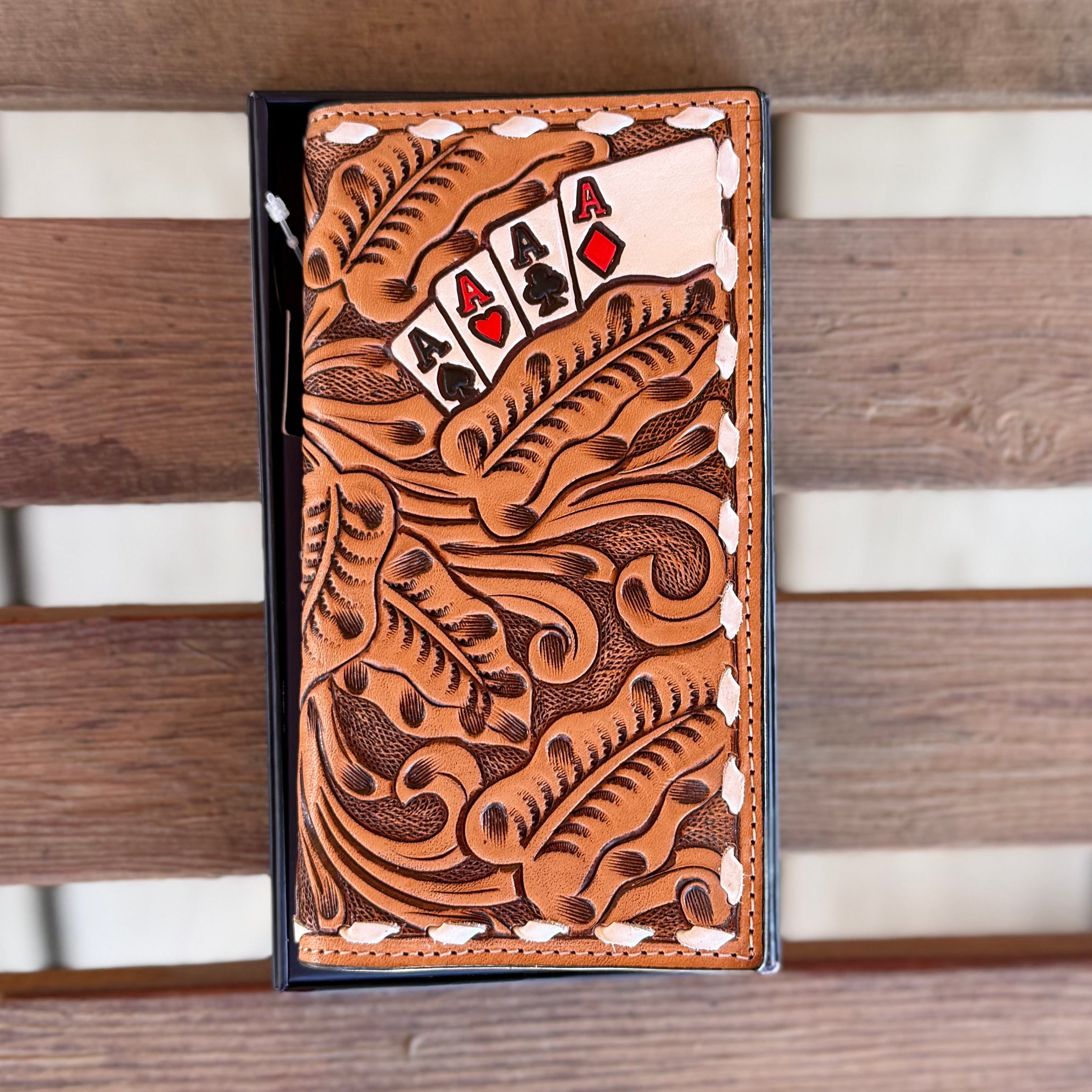 Rodeo Wallet - 3D Hand Painted Ace Cards Natural Color