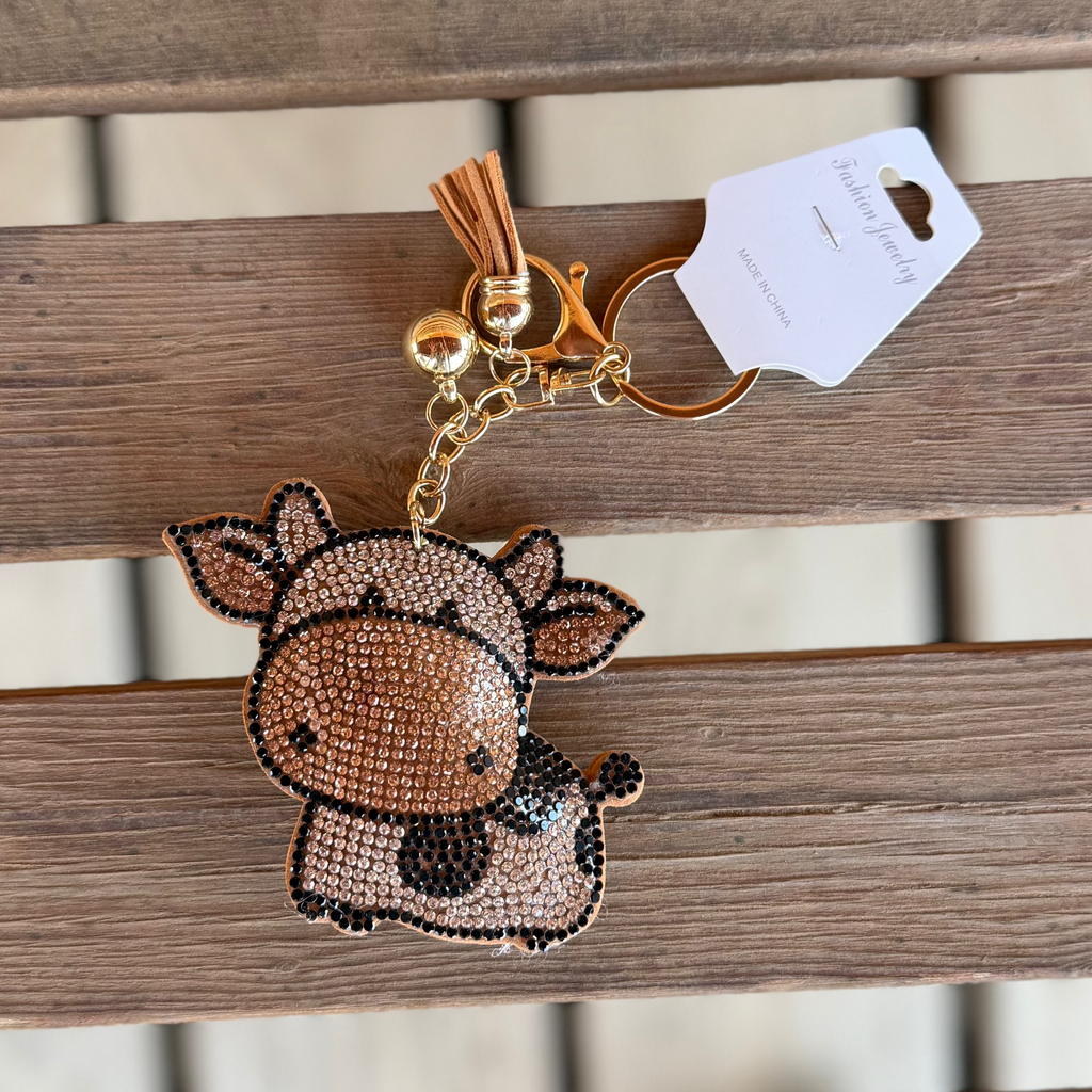 Key Chain - Bling Rhinestone Cow