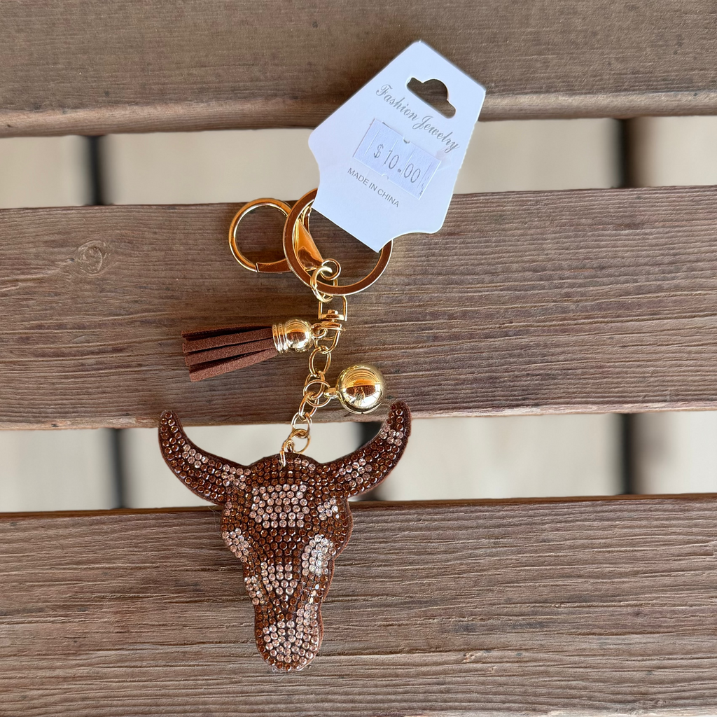 Key Chain - Bling Rhinestone Steer