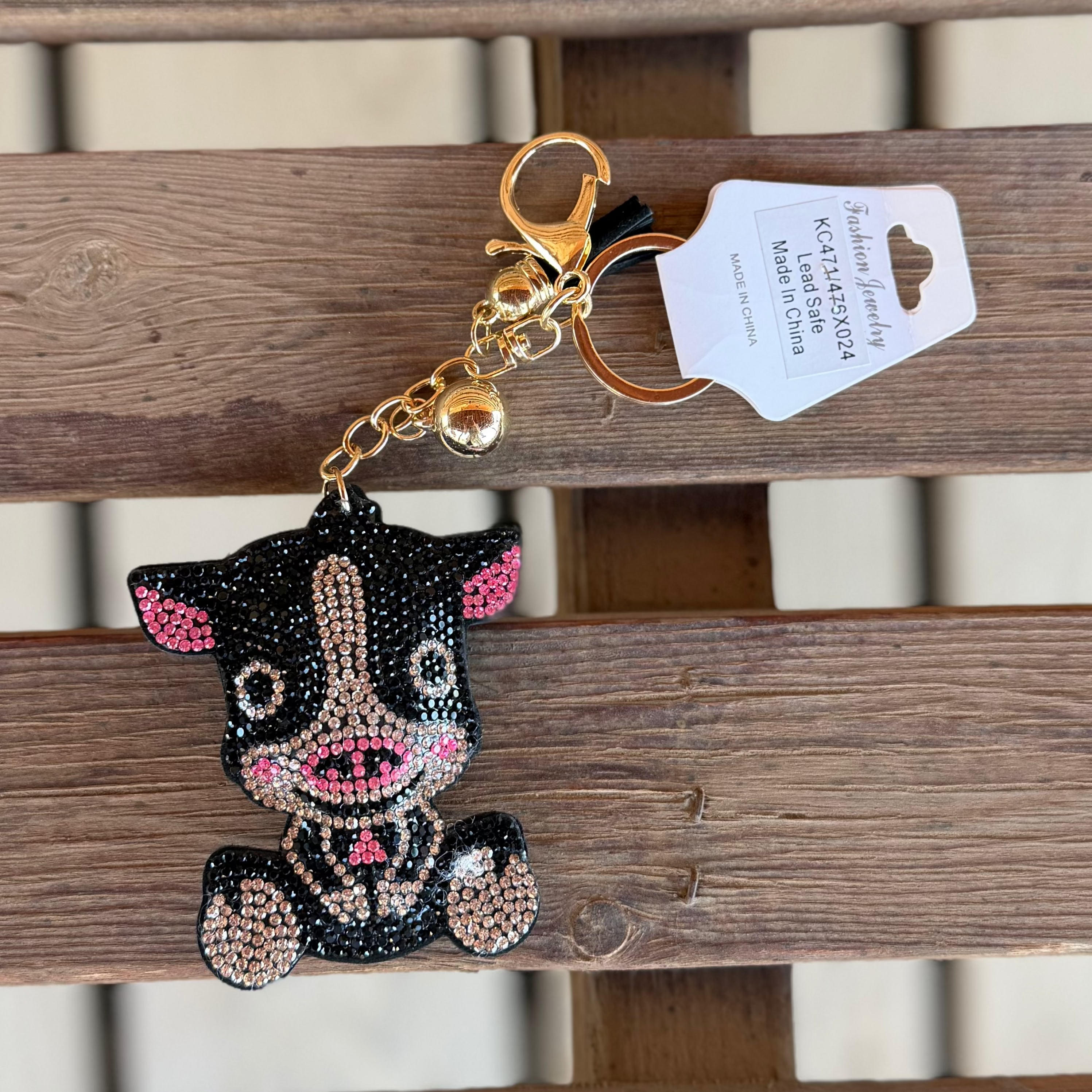 Key Chain - Bling Rhinestone Glittering Cow