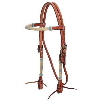 Head Stall- Showman Frosted Teal Rawhide Browband