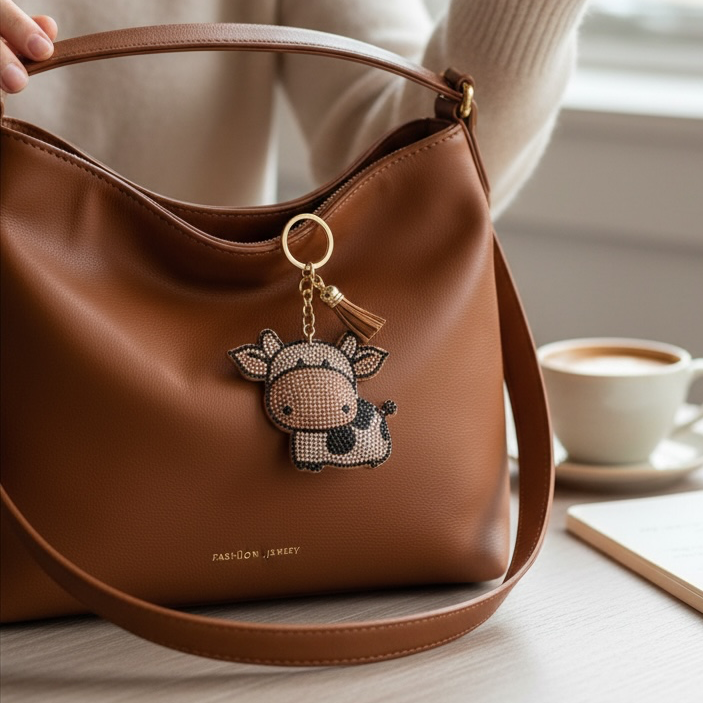 Key Chain - Bling Rhinestone Cow